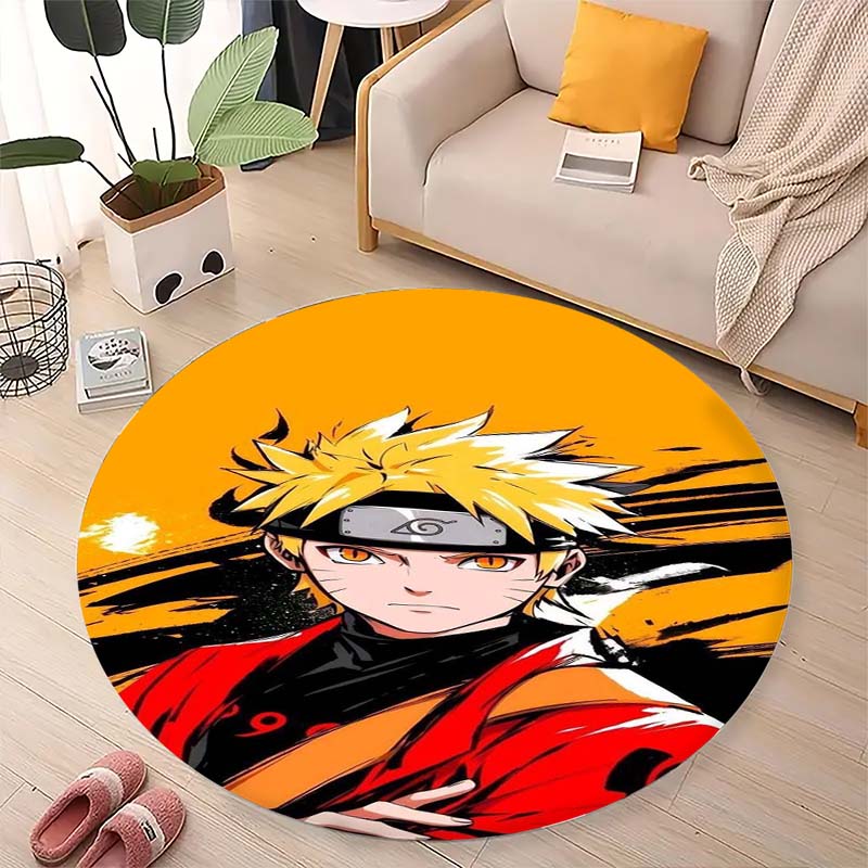 Naruto Uzumaki Akatsuki  Printed Round Rug Soft  Anti-Slip Carpet  for Home Bedroom Living Room Gaming Room Dorm Decor