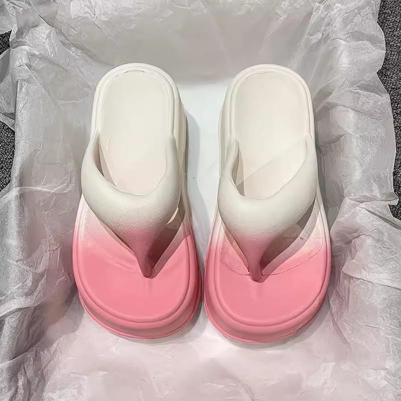 2025 Damen Plateau Sandalen Damen Flip-Flops EVA Absätze Sandalen für Damen Mode Strand Pantoletten Outdoor Weicher Absatz Wolken Hausschuhe