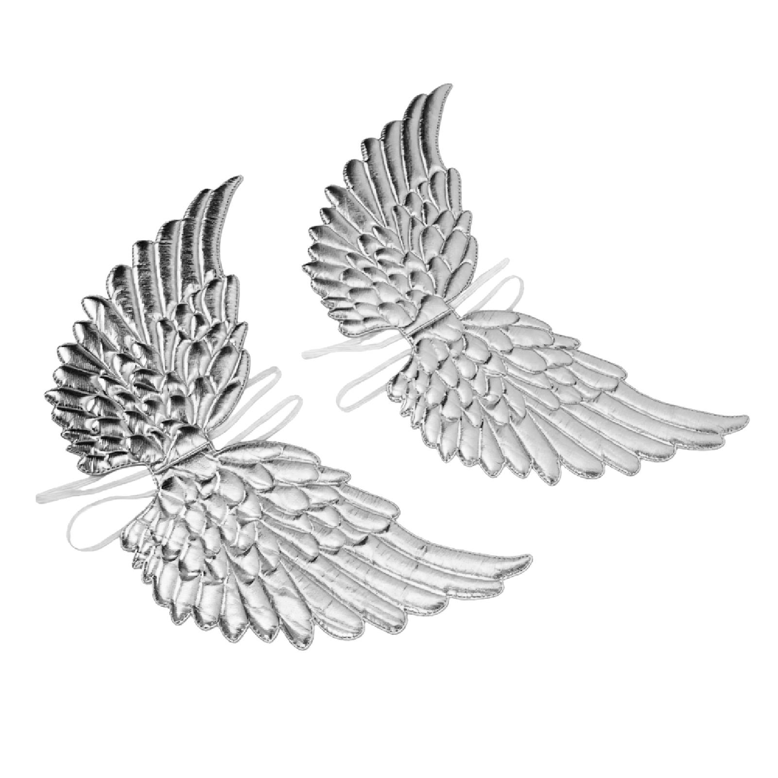 2 Pièces Costume d'Aile pour Enfants Motif Clair Forme 3D Tissu Mignon Cosplay Aile pour Fête de Fête Spectacle sur Scène argenté