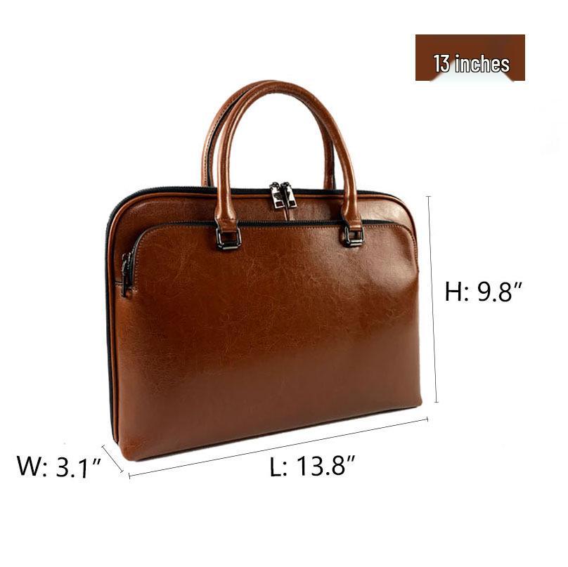 

Genuine Leather Cowhide Laptop Briefcase: Men s & Women s Large Capacity Handbag
