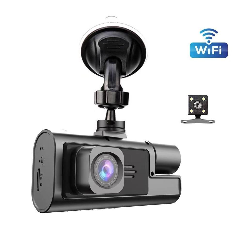 1080P 3 Channel Dash Cam, Triple Lens Recording, IR Night Vision, Ultra Wide Angle, Auto Loop Recording, Universal Fit