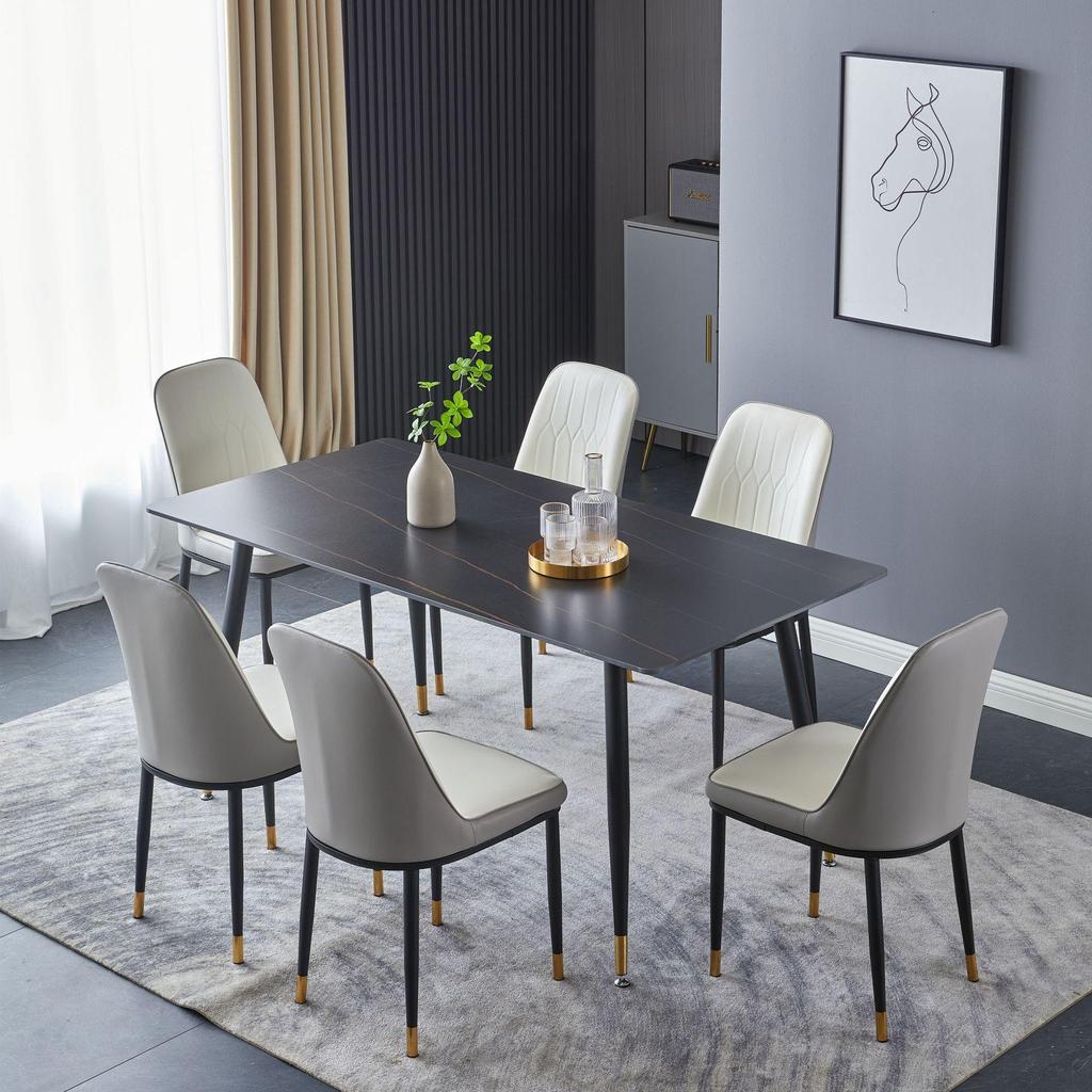 Modern Minimalist Italian Rock Slab Dining Table Set for Small Apartments