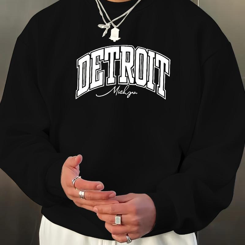 

Oversized & Drop Shoulder, Men s Crew Neck Sweatshirt, Perfect for Layering & Street Fashion XXL чорний