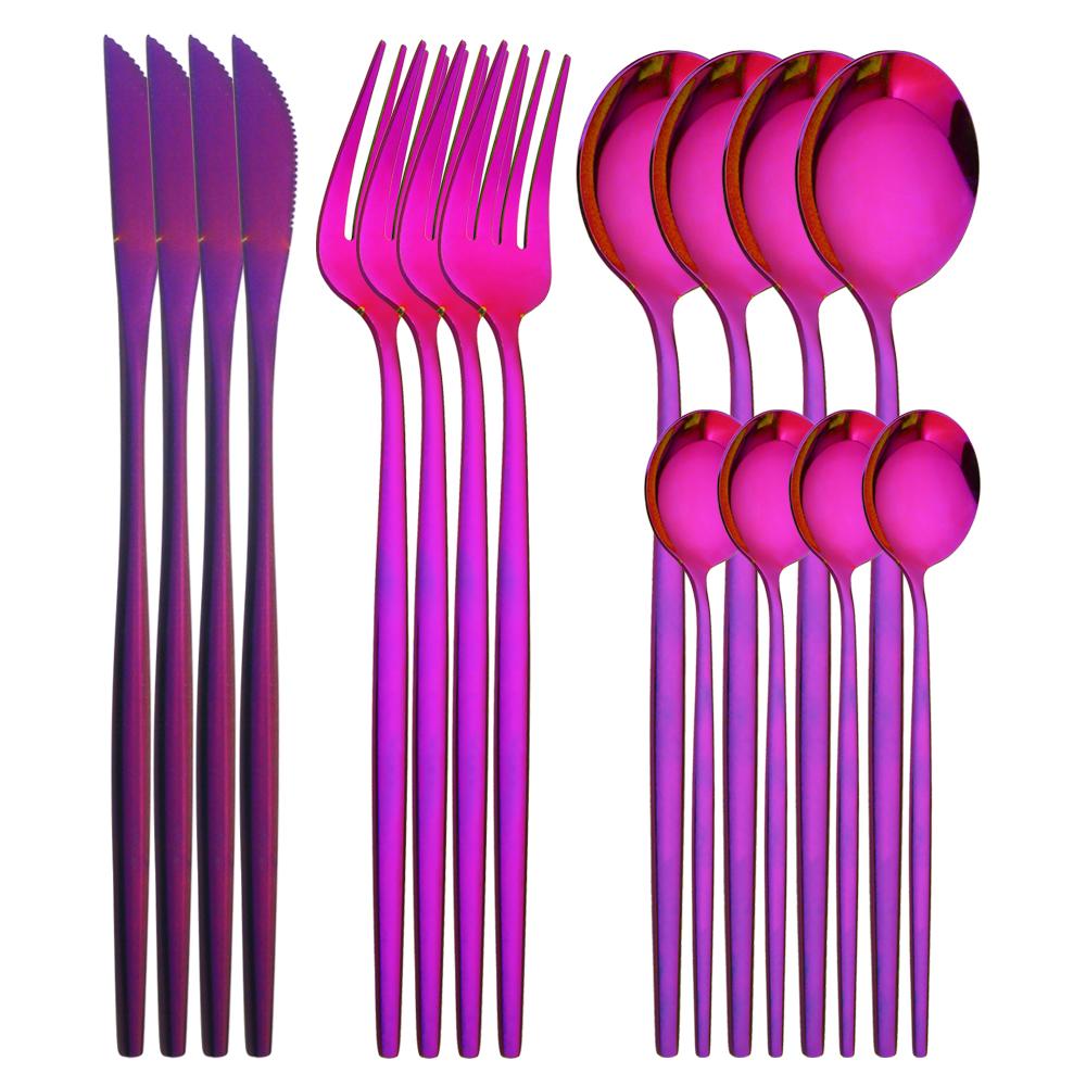 4 lidé Vysoce kvalitní sada nádobí z bílého zlata Nádobí z nerezové oceli Příbory Nůž Vidlička na kávu Lžíce Příbory Západní Kiechen stříbro