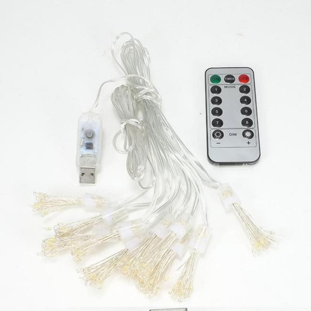 USB LED Firework String Lights with Remote - Colorful Fairy Lights for Party & Festival Decoration