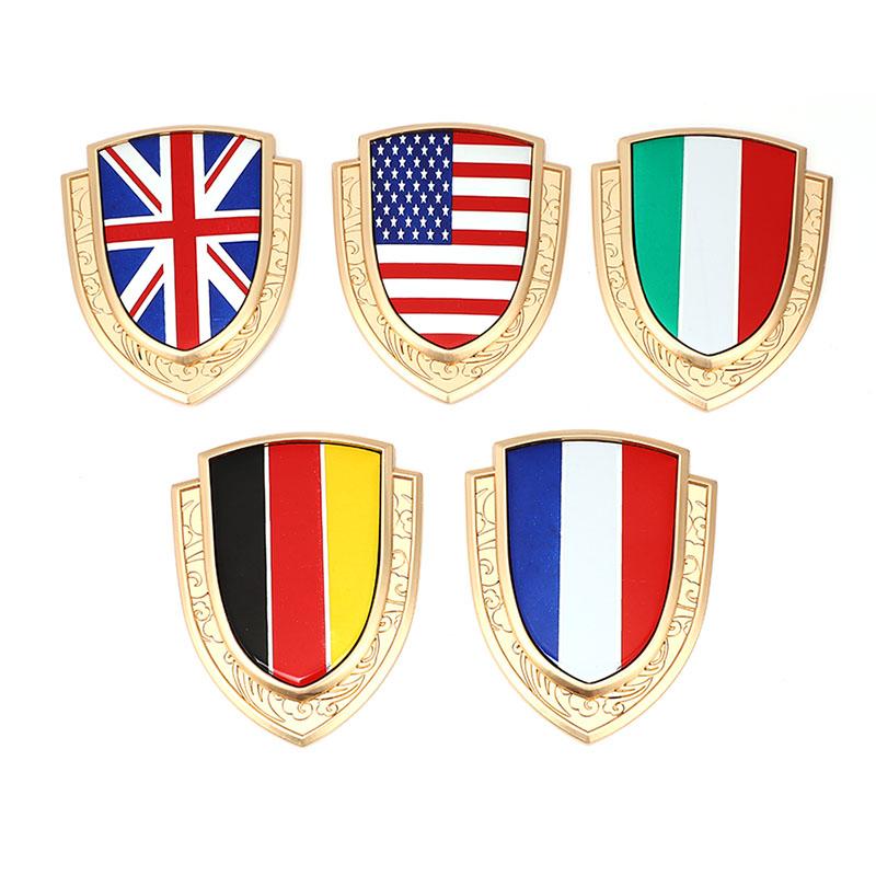 3D Metall Autoaufkleber Italien Frankreich Deutschland England Amerika Flagge Emblem Abzeichen Aufkleber