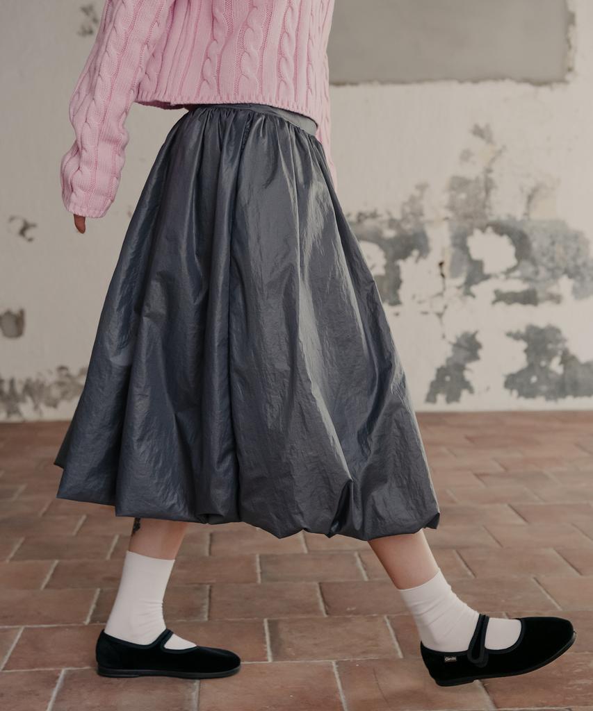 HIGH SCHOOL DISCO Balloon Midi Skirt_Gray