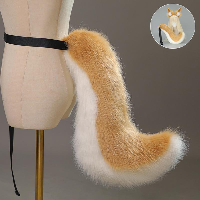 Jade Algae Front Cat Girl cos Props Comic Show Fox Ears Beast Ears Headband Plush Fox Ears Headband Fox Tail Set