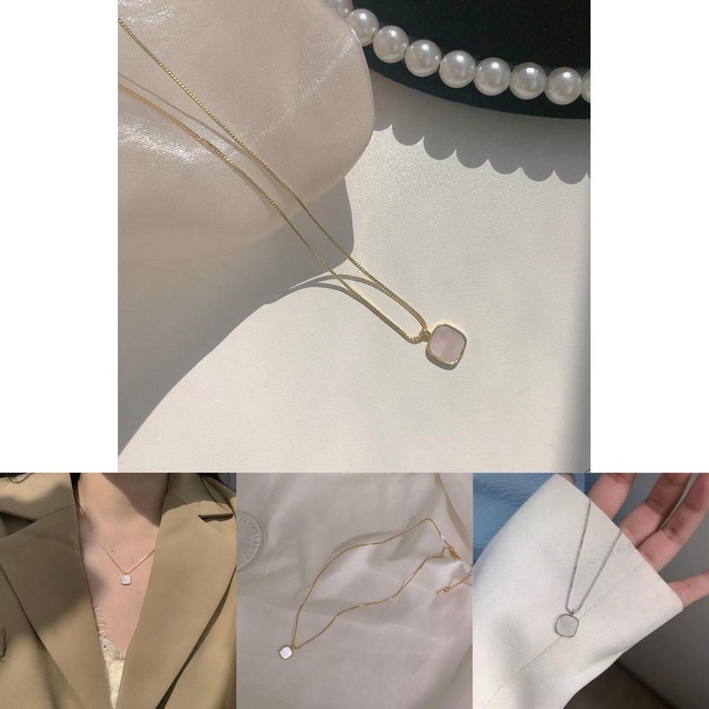 New Square Oil Dropper Necklace Minimalist And Trendy Design White Color Fashionable Pendant For Women