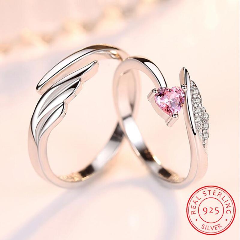 

925 пробы стерлингового серебра ювелирные изделия мода женщина открывающееся кольцо годовщина свадьбы помолвка пара кольцо Resizable