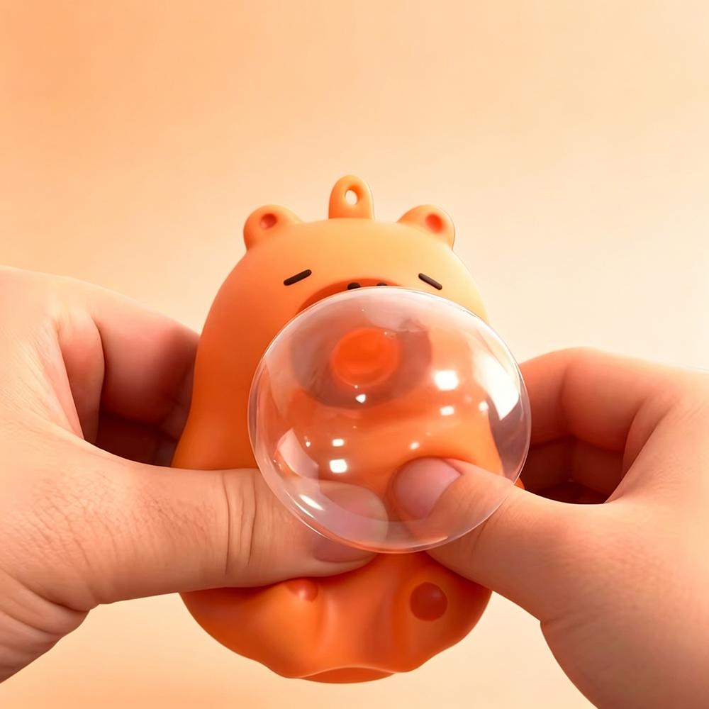 Hot Sell Capybara Spit Bubble Squishy Toy Portable Tactile Stress Relief Fidget Keychain Pendant Daily Decor For Adult Office