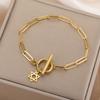 Teamer Je Star of David Toggle Bracelet for Women Men Stainless Steel Paper Clip Chain Gold Color Bracelet Amulet Jewelry