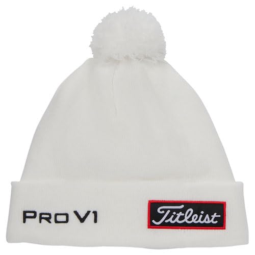 Titleist Tour Pom Pom Beanie, Men's, White