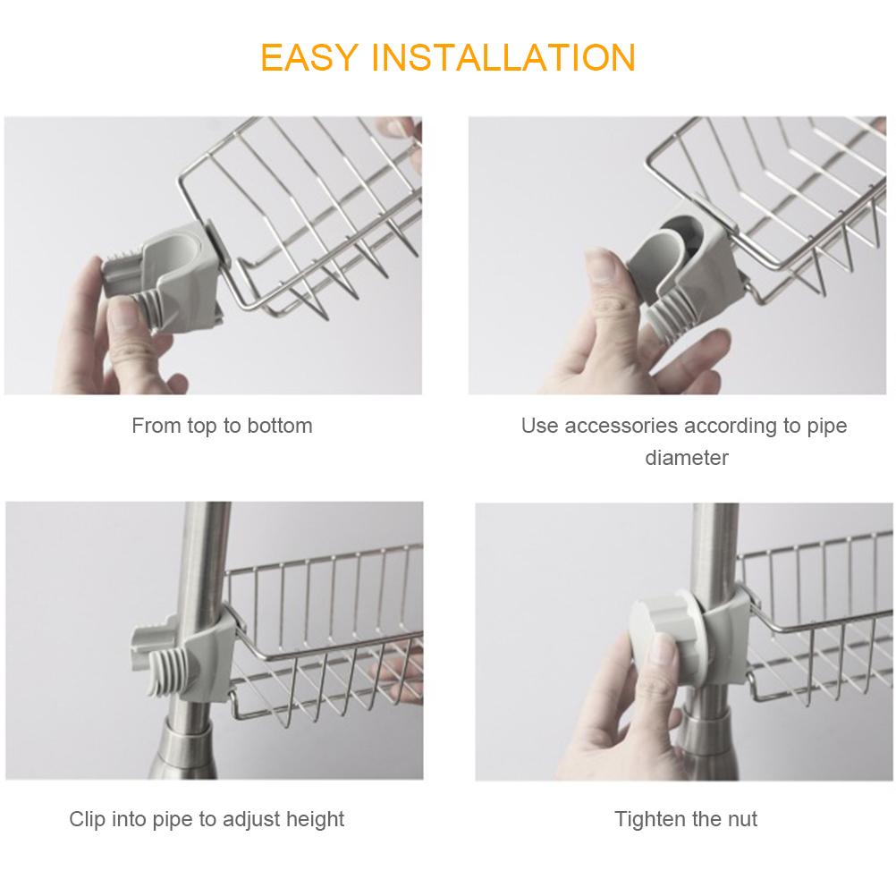 Faucet Storage Rack Stainless Steel Drain Rack with Hook for Kitchen Bathroom