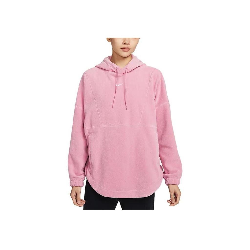 Nike Therma-Fit One FW24 Oversized Pullover Hoodie Comfortable Long Sleeve Sweatshirt Women hoodies Element-Pink White FV8077-699