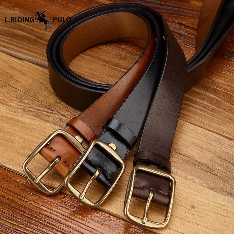 Genuine Leather Handmade First Layer Cowhide Belt Men's Retro Casual Personality Trendy Korean Version of The All-match Men's Jeans Belt