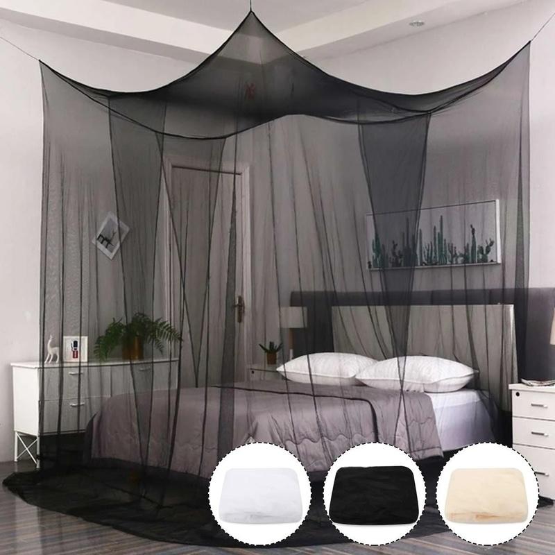 190*210*240cmSexy Mosquito Net Palace Four Door King/Queen Double Size Home Single Bed Prevent Insect Outdoor Square Grace White Canopy Net