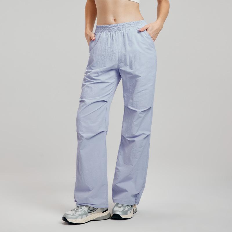 Women's High-End Yoga & Running Cargo Pants with Pockets - Elastic Waist & Drawstring Cuffs