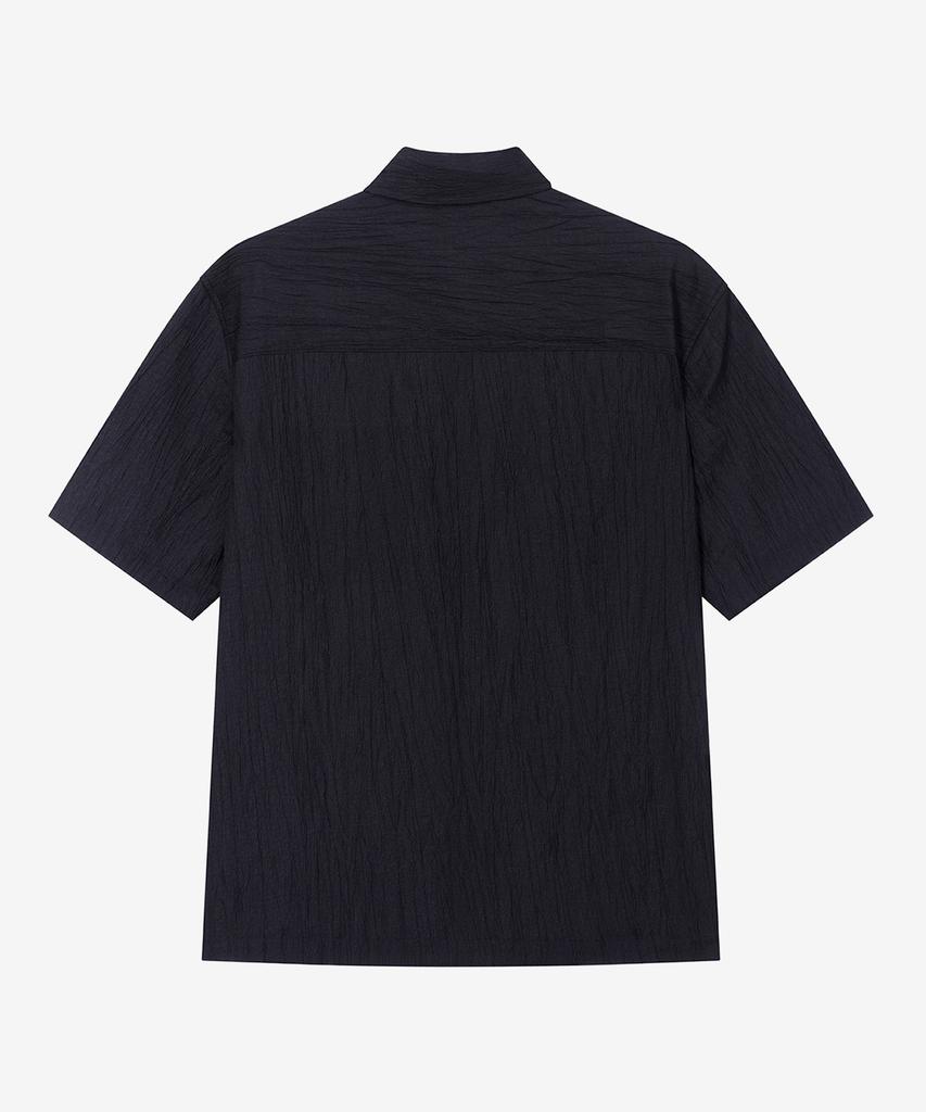 MINDBRIDGE [Couture] Crease Oversized Short Sleeve Pleated Shirt - 2 Colors
