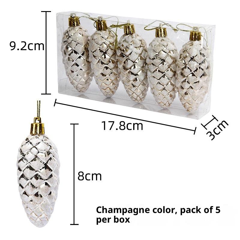 5Pcs Christmas Pine Cone Pendant Christmas Tree Ornament Painted Pine Cone Ball Merry Christmas Home Decorations