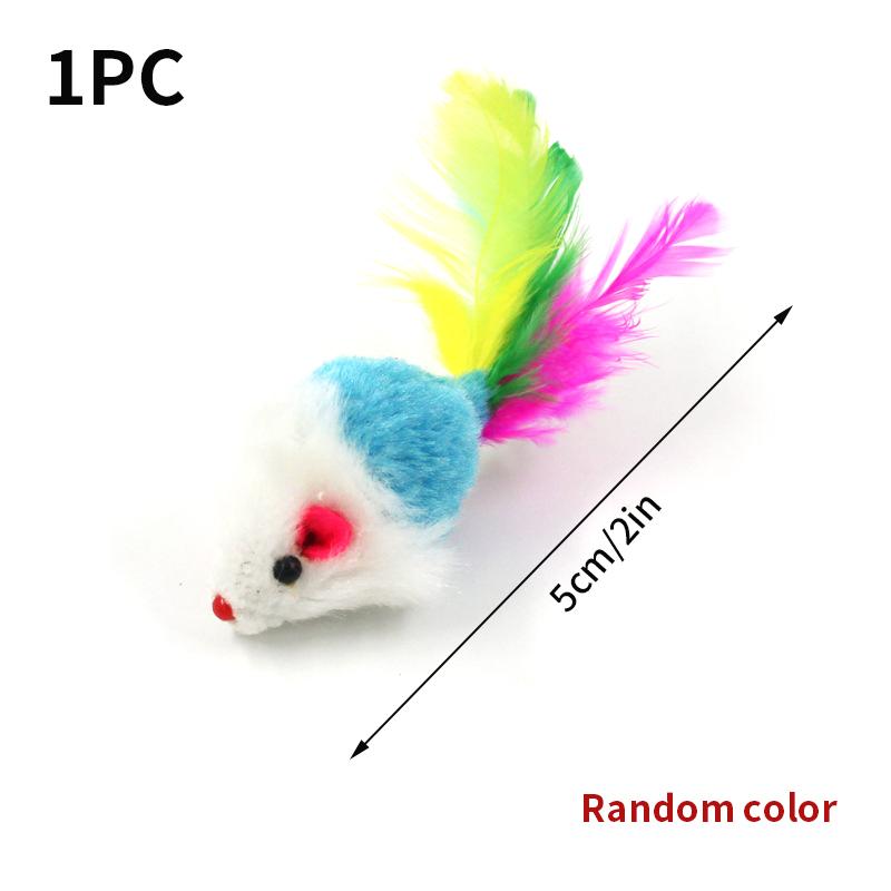 

1/10PCS Cat Toy Cute Mini False Mouse Cat Toys Colorful Feather Funny Playing Training Toys For Cats Kitten Puppy Pet Supplies AS SHOWN