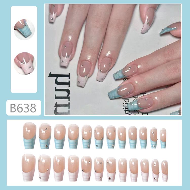 

B638 Наклейки для ногтей с крокодиловым узором и стразами - Носимые отбеливающие накладные патчи для ногтей, горячий стиль B638-Crocodile Texture [Glue Type]