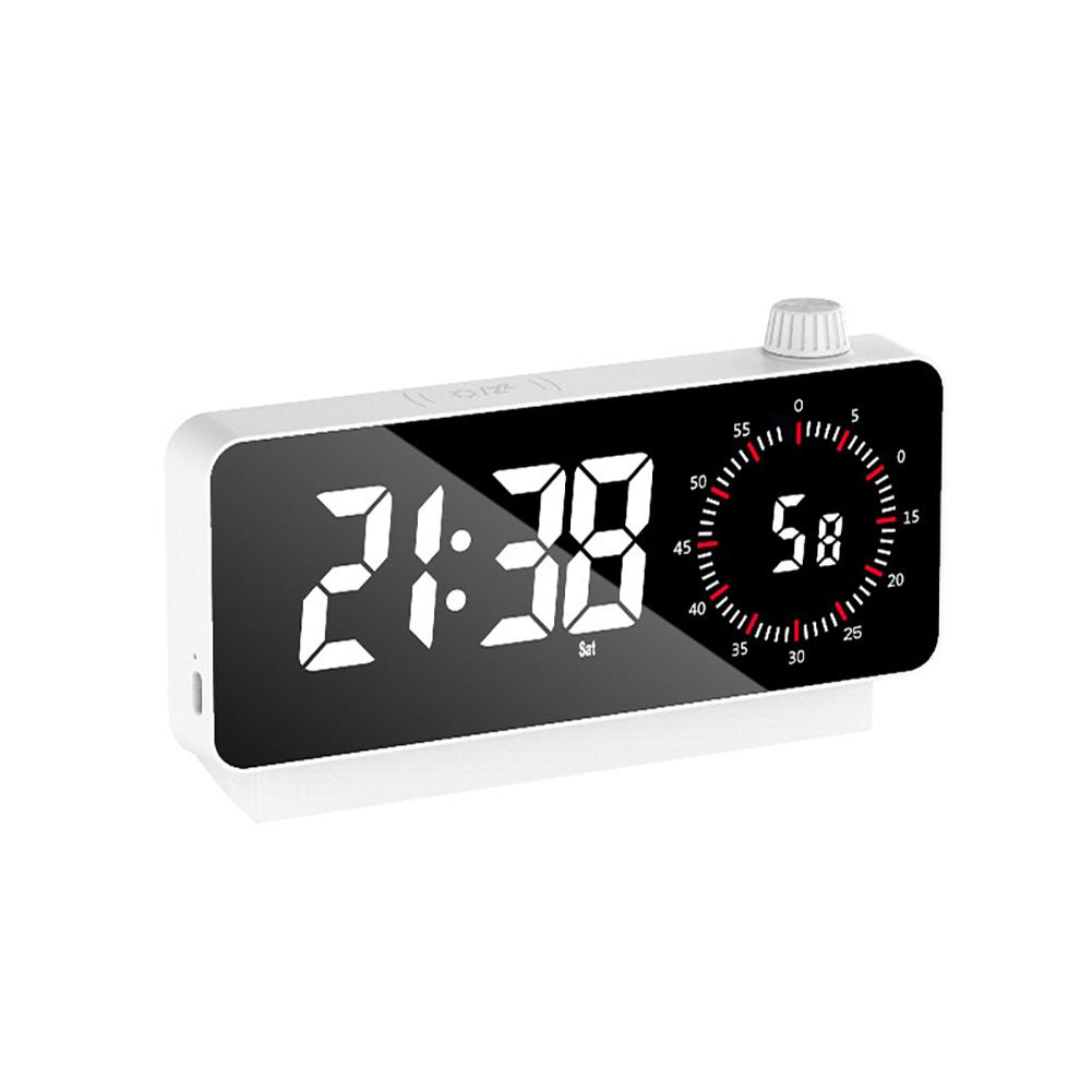 1PC 6.3"LED Digital Alarm Clock Rechargeable Battery Operated Countdown Desk Clock With Timer Temperature Date Display For Study