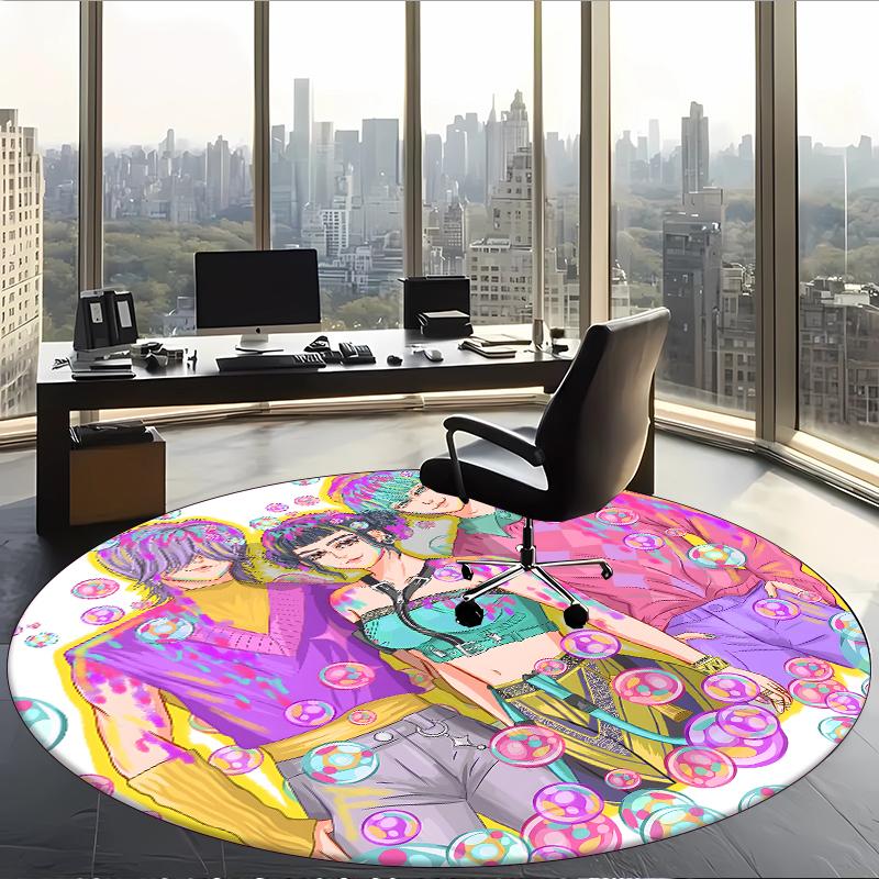 Kpop Demon Hunters (14) Round Office Rug Decorative Floor Rug for Office Bedroom Living Room and Home Space