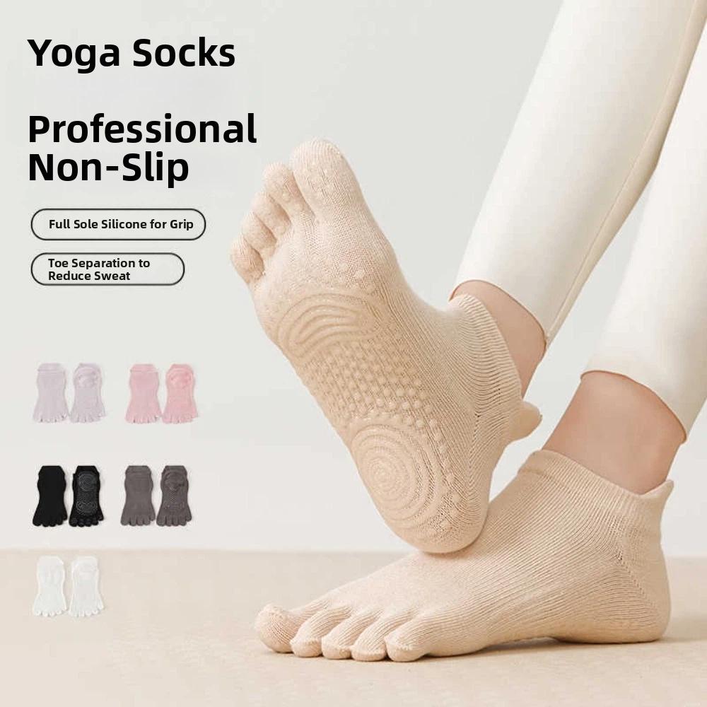 Baumwolle Damen Sports Yoga Socken Anti-Rutsch Boden Zehensocken Fünf-Zehen-Socken Ballett