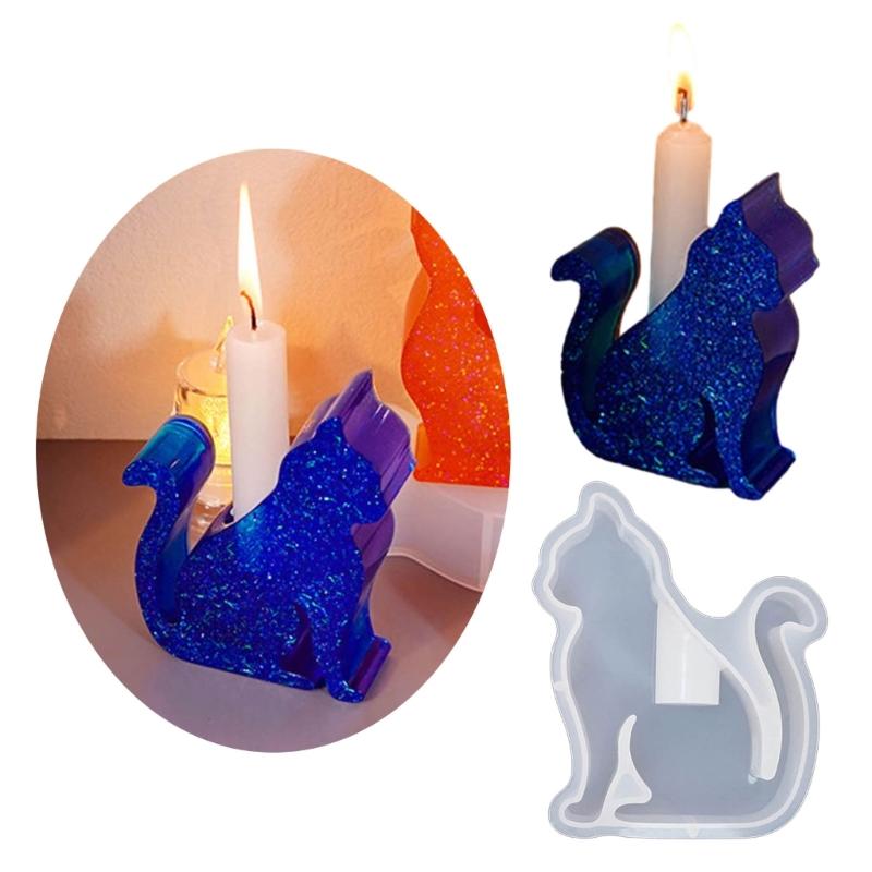 Kerzenhalter Harzformen Katzenform Kerzenständer Silikonform Einzigartiger Tierkerzenständer Epoxidgussform DIY Bastelarbeiten