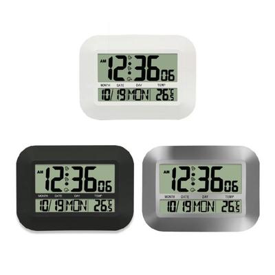 LED Digital Clock Features Temperature Auto Time Sync 8 Language Weekday Home Office Multifunction