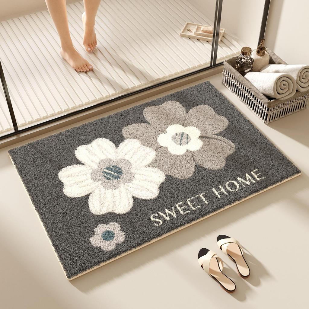 Compact Absorbent Bathroom Mat - Non-Slip, Easy-Care, Dirt-Resistant, Imitation Cashmere Floor Rug