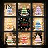 Glue-free Window Film 9Pcs Macaron Christmas Tree Static Clings, Snowflake Gift Clings Glass Stickers, Reusable Decals for Shop Home Holiday