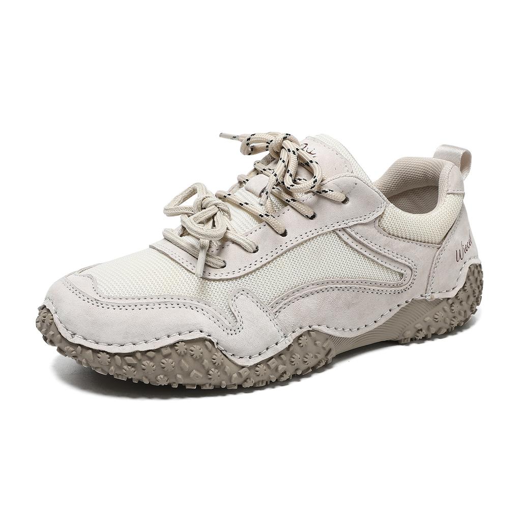 Women's Shoes Outdoor Breathable Mesh Flat Bottom Light Shock-absorbing Tennis Sneaker Autumn Top Layer Leather Sports Shoes