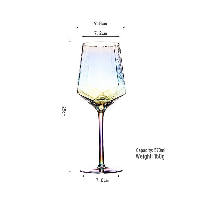 Diamond Hammered Crystal Red Wine Glass Set (2-Pack)