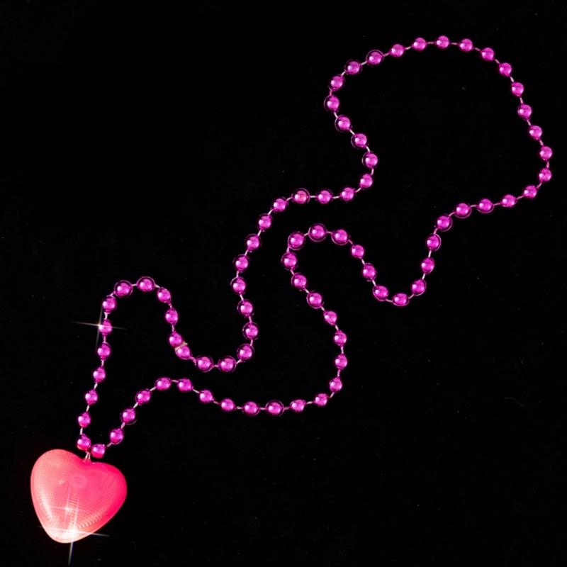 Light Up Heart Necklace Glowing Heart Necklaces LED Flashing Necklace Pink Party Accessories for Adults Women Gifts