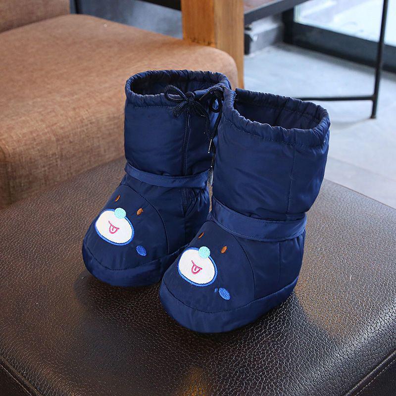 Warme Baumwoll-Babyschuhe: Mit Fleece gefüttert, rutschfest, weiche Sohle für Jungen und Mädchen von 0-1 Jahr, Winter.