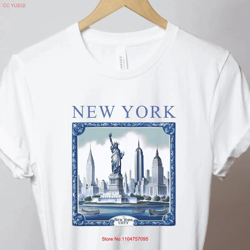 New York T Shirt City Vintage Blue Statue Of Liberty Travel Souvenir Merch Vintage Slightly Graphic Unisex Versatile