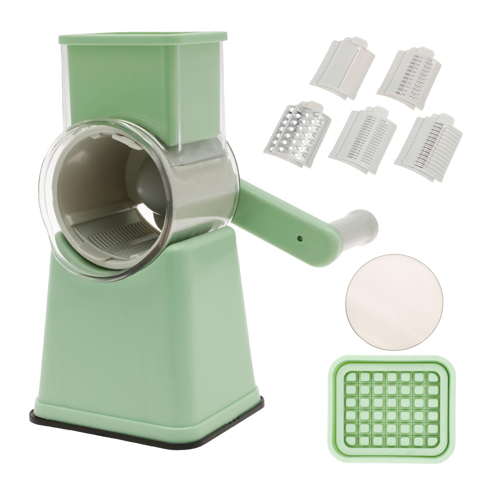 

1 Pc Rotary Cheese Grater Efficient Cheese Shredder Slicer with 12 Stainless Steel Changeable Blades Manual Rotary Carrot Cutter зелений