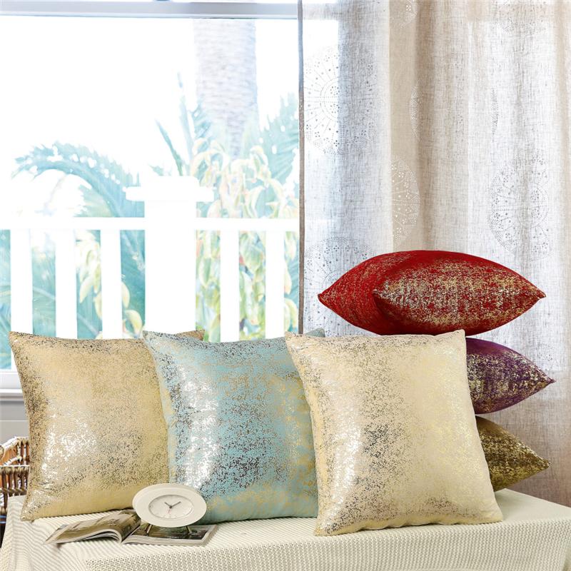 45x45cm Hot Gold Bronzing Suede Solid Sofa Cushion Cover Throw Pillow Case Home Living Room Decoration