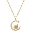 Moon Cat Light Luxury Temperament Gorgeous Full Diamond Necklace Female Versatile Collarbone Chain Titanium Steel Chain