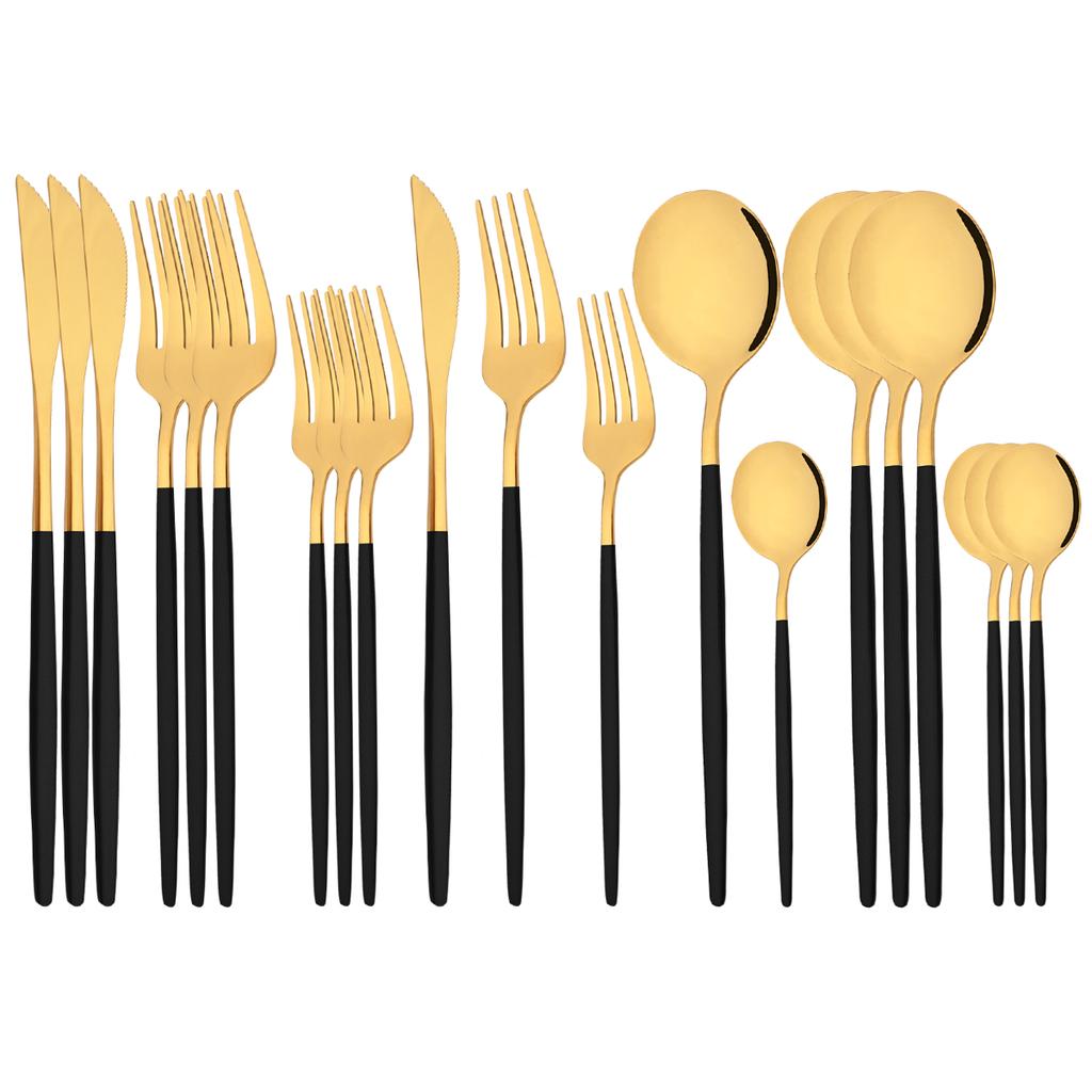 20 sztuk zachodnie czarne srebrne sztućce zestaw nóż widelec deserowy łyżeczka do herbaty zastawa stołowa ze stali nierdzewnej zestaw Party zestaw kuchenny