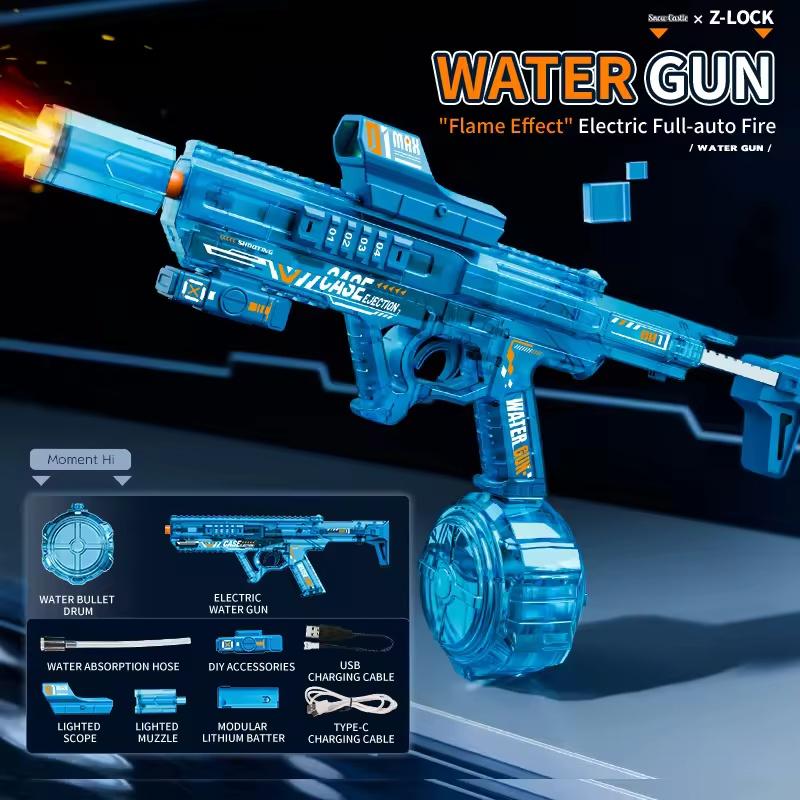 

650Ml Large Capacity Kids Electric Squirt Guns Toy Sets Continuous Shooting Water Guns With Led Automatic Water Absorption Function