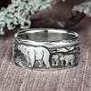 PikaLF Bear Ring for Men Cute Polar Bear Viking Bear Head Vintage Totem Hip Hop Biker Punk Animal Jewelry Gift