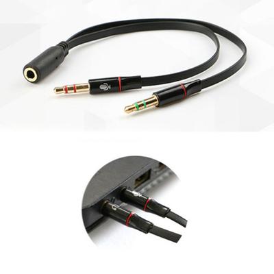 3.5mm Stereo Female To 2 Male Headset Mic Y Splitter Adapter Audio Cable for PC
