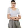 Soch Silver Spandex Princess Cut Blouse with Floral Sleeves