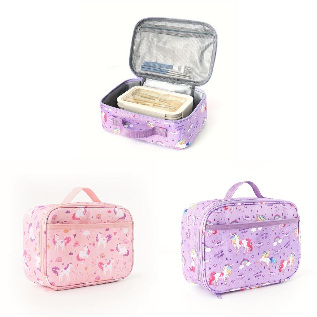Cartoon Unicorn Lunch Bag For Kids Portable Insulated Ice Pack For School And Outdoors