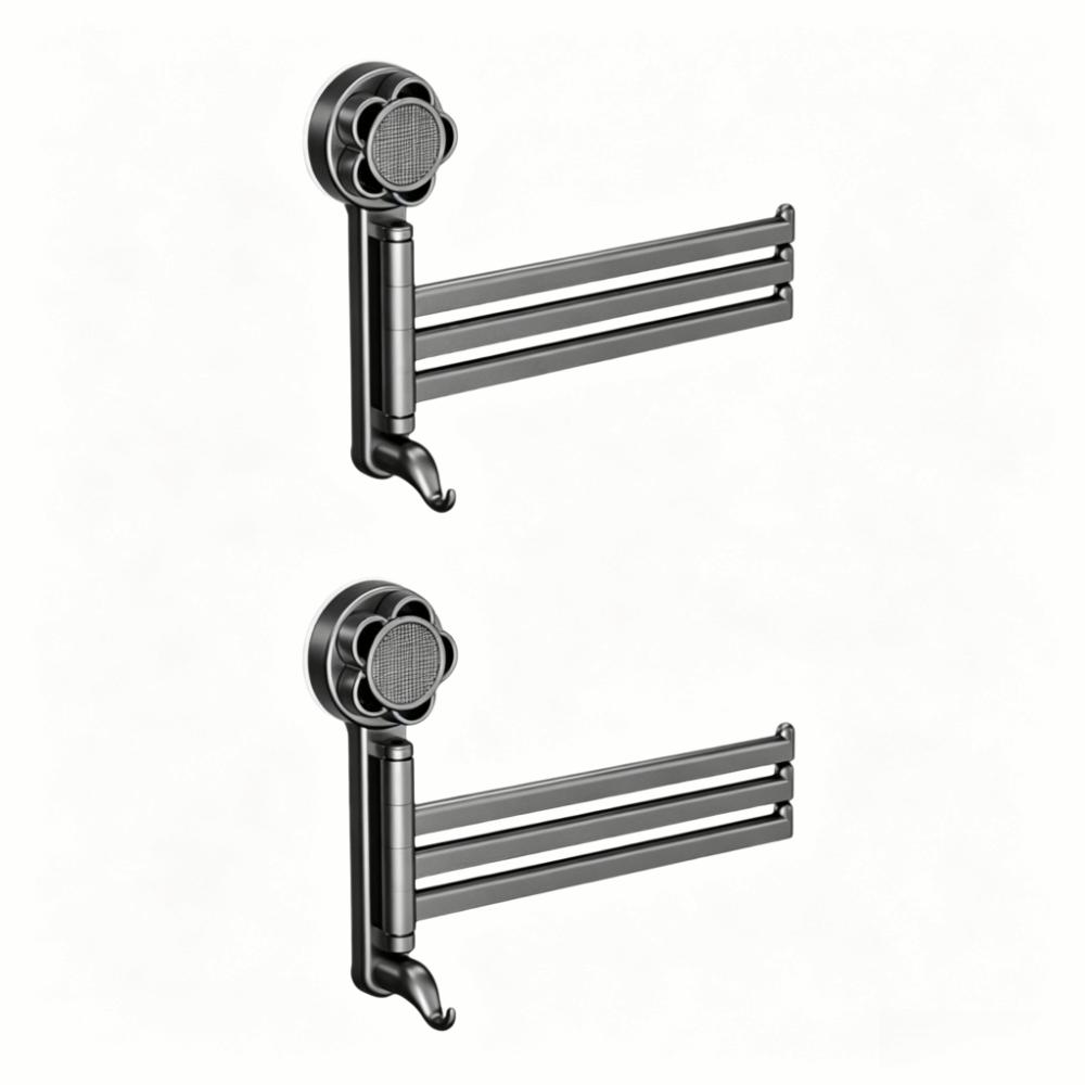 Rotating Towel Hanger Wall Mounted Bath Towel Holder Multi-Rod Towel Rack Shower
