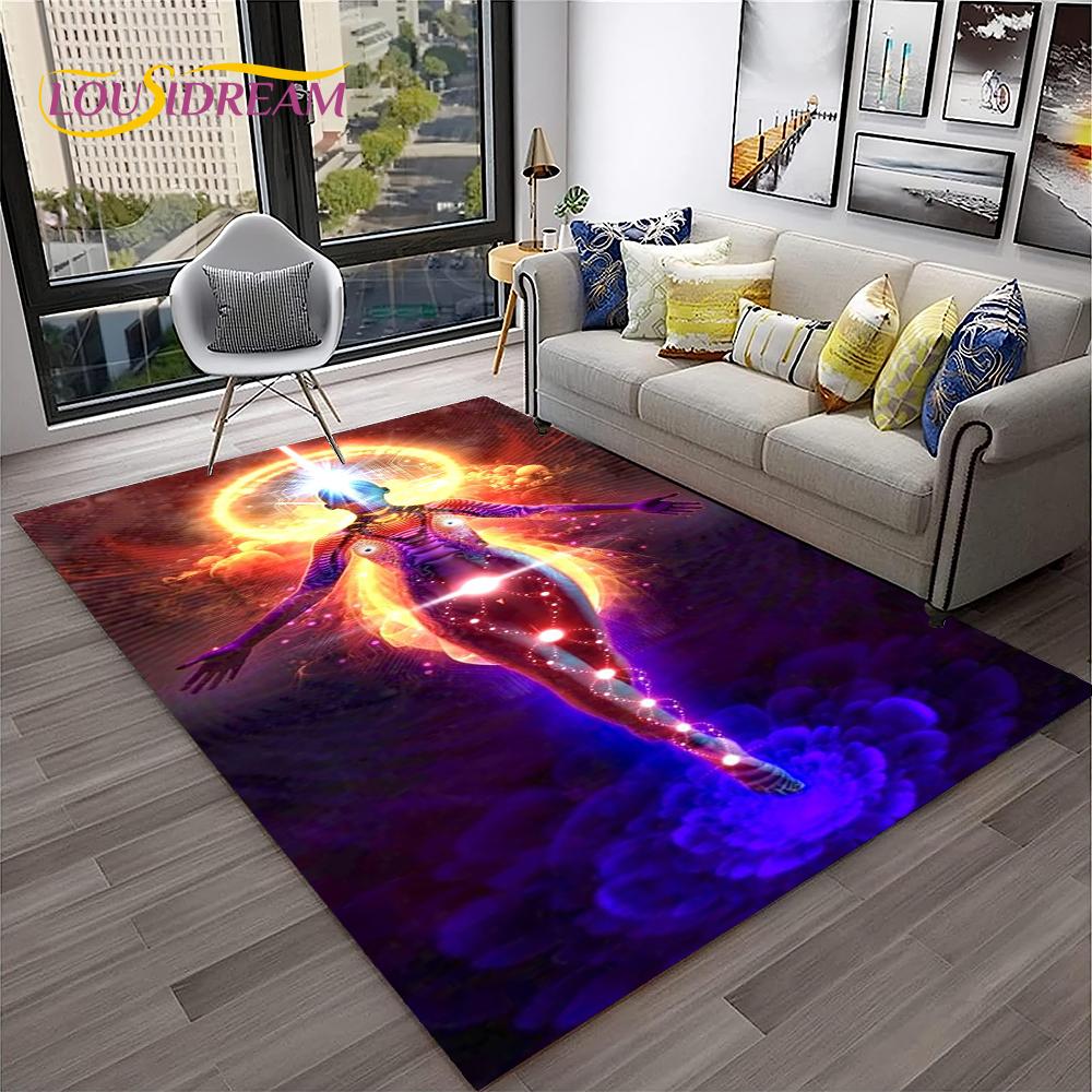 Naturalize Yoga Meditation Rainbow 7 Chakra Soft Carpet Rug for Home Living Room Bedroom Sofa Doormat Decor, Non-slip Floor Mat