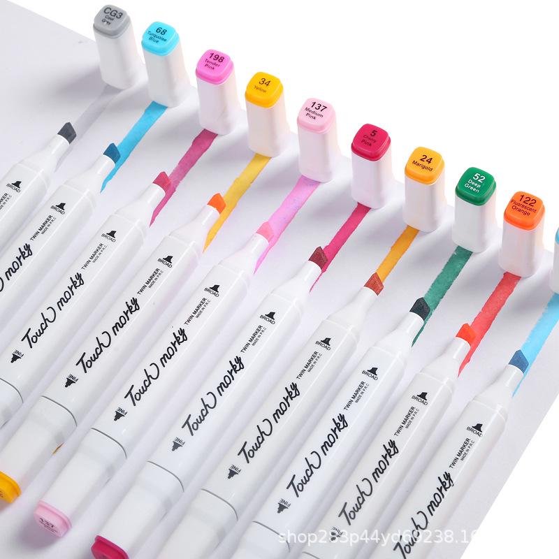 PP Bucket Gift Box: Double-Ended Oil-Based Marker Pen Set for Students - Available in 24, 48, or 80 Colors.